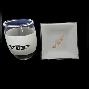 Vintage PLAYBOY VIP Cocktail glass and White VIP Trinket Dish/Ashtray